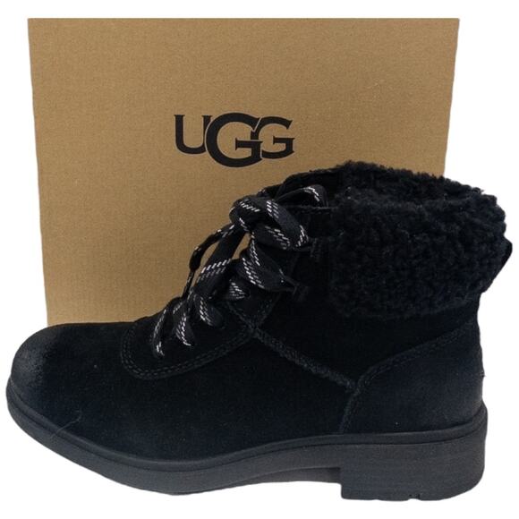 Authentic Ugg Harrison Cozy Lace Up Waterproof Boots Women's Black Size 6 7 8 9 - Picture 1 of 7